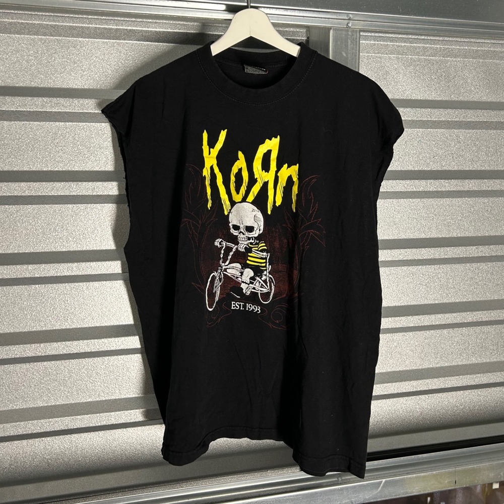 Korn Muscle Shirt Mens XL Black Graphic Band Tee Nu Metal Rock Goth Grunge